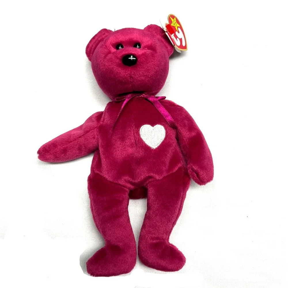 Ty Beanie Baby Valentina the Bear Fuchsia Pink Heart 1998 Retired Plush Toy 4233